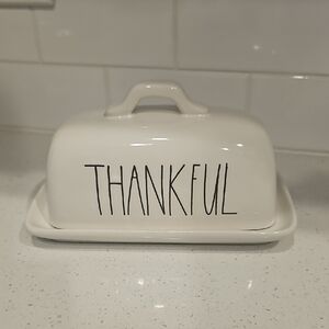 Rae Dunn White 'Thankful' Butter Dish
